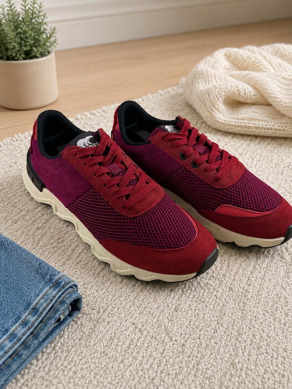 Sorel Kinetic Rush Sneakers Women’s 8.5 Red Burgundy Mesh Athletic Shoes
